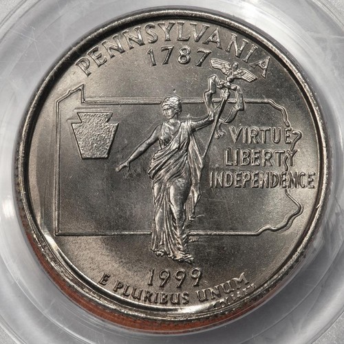 1999 PCGS MS64 Double Struck 25% Indent Pennsylvania Quarter Mint Error Unique - Picture 2 of 4
