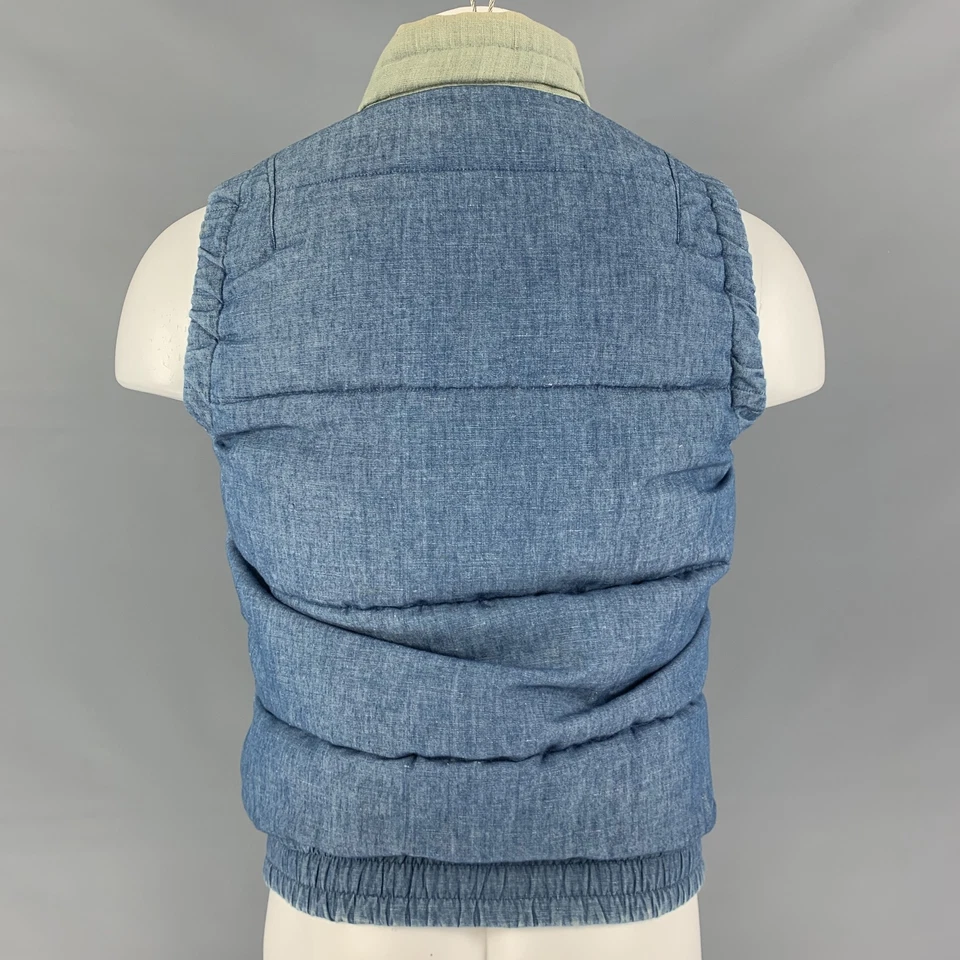 Chaleco Reversible VISVIM Talla S Azul Naranja Color Bloque Algodón Lino Foto 4 de 4