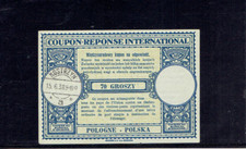 COUPON REPONSE INTERNATIONAL POLAND 1938R.