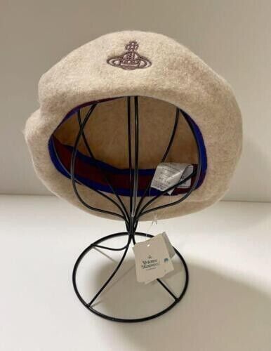 Vivienne Westwood Beret hat Beige wool Orb embroidery S-M Vivienne Westwood Beret hat Beige wool Orb embroidery S-M