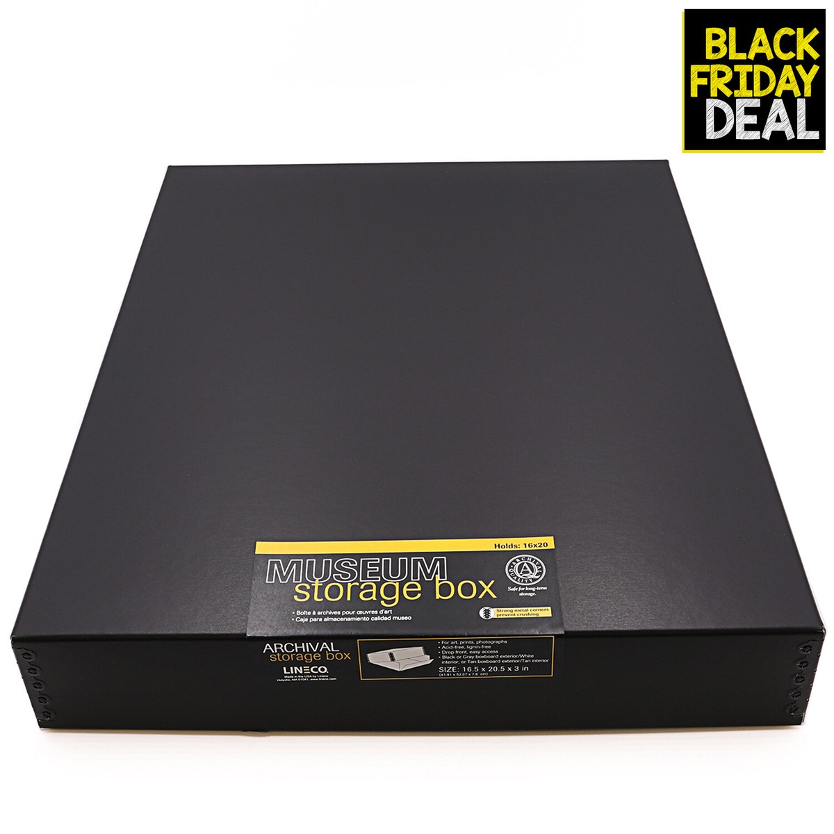 Lineco 16x20 Black Museum Archival Storage Box Drop Front