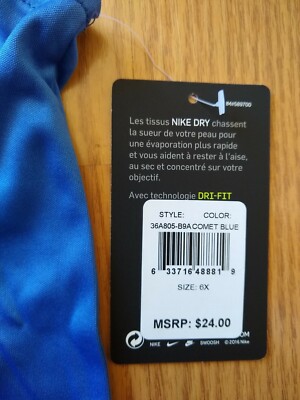 NIKE DRY DRI-FIT Girls Tank Top Size 6X Blue Swoosh Exercise NEW