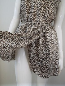 Vintage Wondermaid Leopard Print Half Slip & Camisole Set Lingerie MEDIUM Black