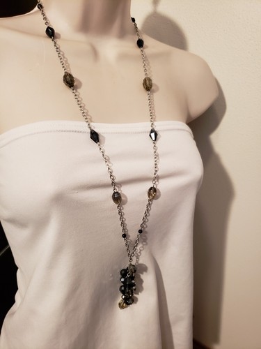 LIA SOPHIA GLAMORAMA NECKLACE - SILVER TONE - GLASS & RESIN BEADS 32-35" - Picture 10 of 10