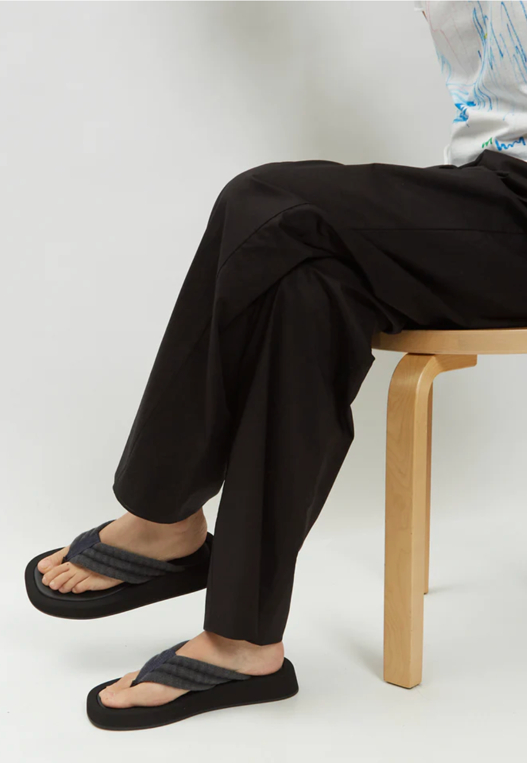 FILA Sandali infradito nuovi con scatola $925 The Row Ginza denim e camoscio plateau neri 40 10