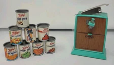 Amsco Can'O Matic & 8 LIBBYS  Assorted Miniature Food Tin Cans Magnetic Lids