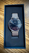 Daniel Wellington Classic Quartz 40mm Black Dial Silver Mesh Watch w/ Box