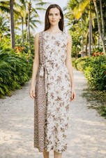 Tory Burch 100% Silk Whey Tropicale Sleeveless Midi Dress Sz 8 NWT $520