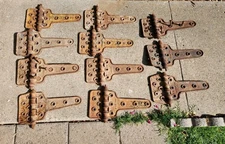 Reclaimed Vintage Cast Iron Railroad Box Car Door Hinge Lot. As Found 11 Pieces 