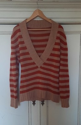 Paul & Joe Sister Pullover Wolle Damen S-M Vintage Retro V-Ausschnitt
