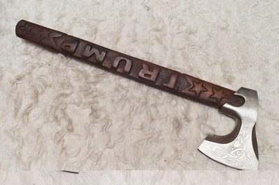 Custom Handmade Carbon Steel Viking axe Bearded Axe With rose wood Handl  #B-654