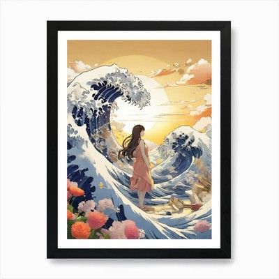 Große Welle 1 Kunstdruck gerahmt Wandbild Poster Leinwanddruck Bild