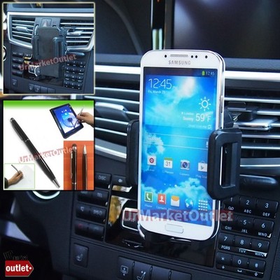 Car Dash Air Vent Universal Cell Mobile Phone Mount Clip Holder + Stylus Pen