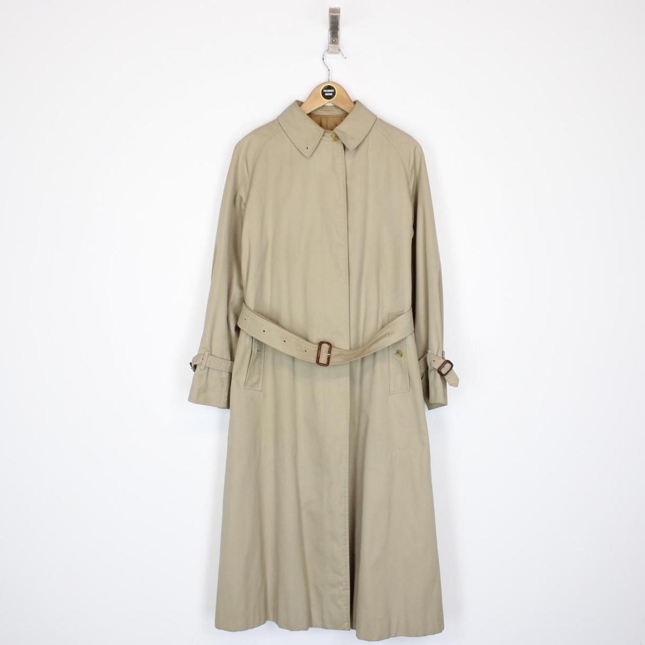 Vintage 90s Burberry Beige Single Breasted Belted Trench Coat