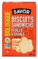 Savor Brand Organic Maple Leaf Cookies, 325 g Product of Canada Maple Syrup Crem