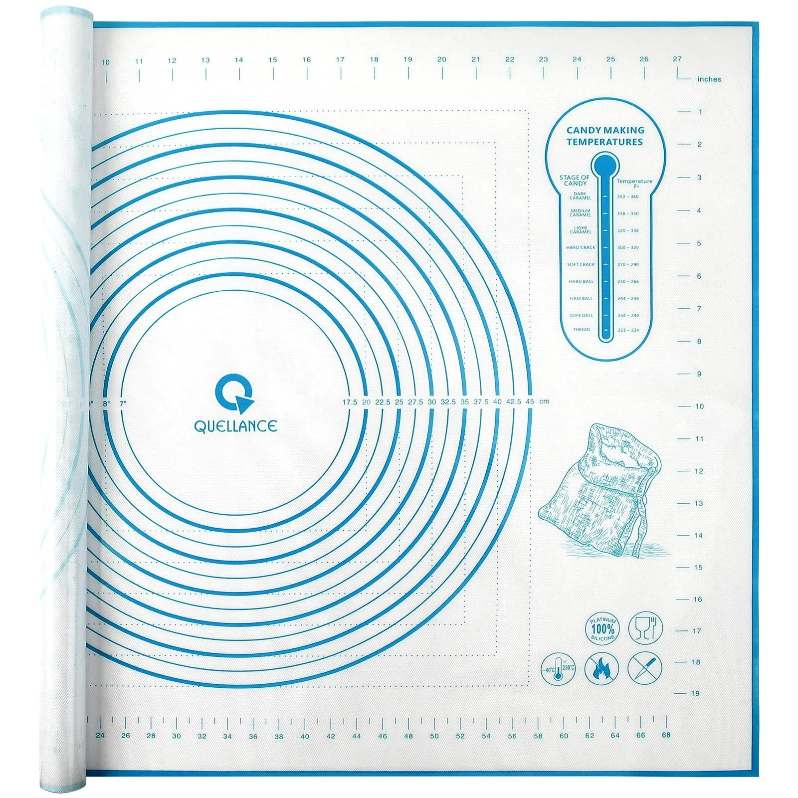 Silicone Baking Mat with Measurements, Pastry Mat for Rolling Dough, Fondant ...