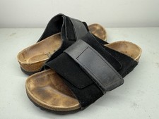 BIRKENSTOCK Kyoto Black Suede Leather Hook Loop Strap WOMENS 6 37 Shoes Narrow