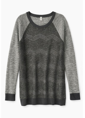 Vanity Raglan Sleeve Sweater XL Gray Stud Embellished Knit Pullover
