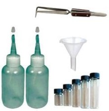 2 Pack of 3oz Gold Pan Panning Sniffer Snuffer Bottle, Glass Vials, Tweezer  M