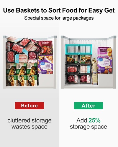 Freezer Organizer Bins - 4 Pack Small Stackable Deep Freezer Organizer Bins f... - Picture 3 of 9