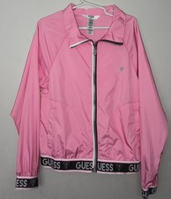 Guess Kids Little Girls Pink Jacket Black  White Trim Full Zip Size S 7-8 