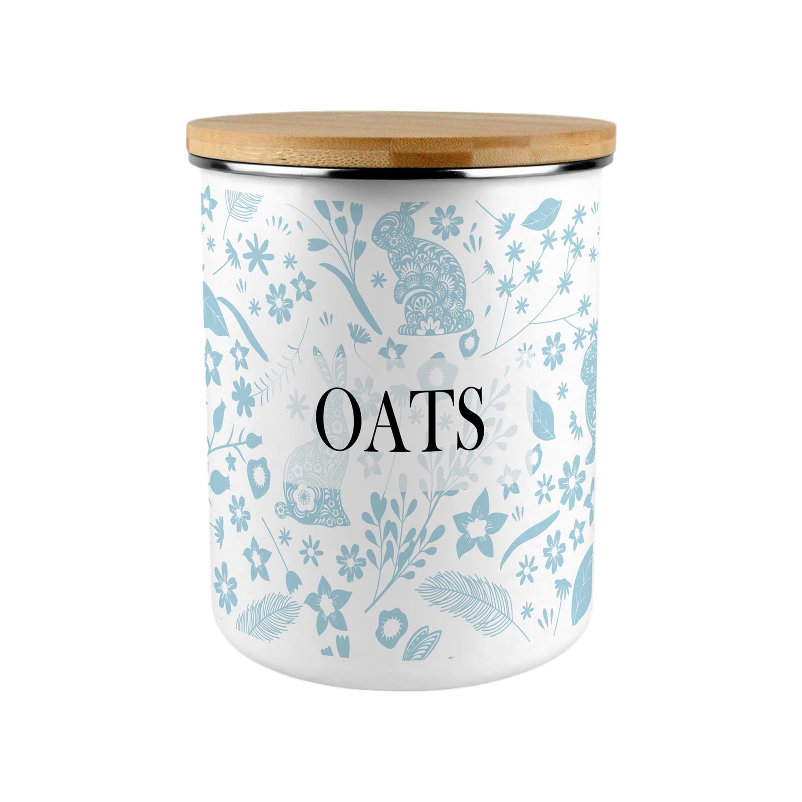 Blue Rabbits Oats Storage Canister - XL Enamel Container Home Gift