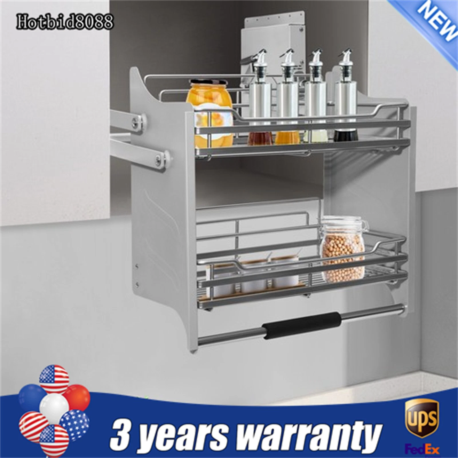 Multifunctional Upper Cabinet Pull-Down Shelf 2tier Kitchen Spice Dish Organizer