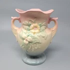 Vintage Hull USA Double Handle Vase Flower Yellow Pink W-4-672