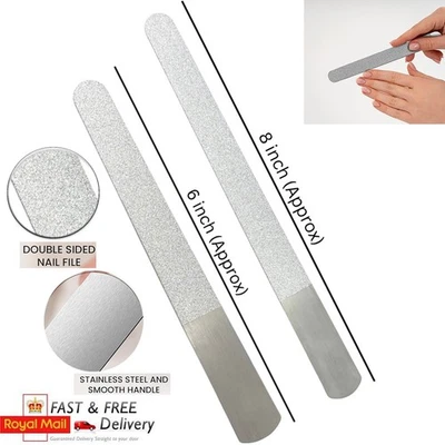 ESSENSORIES LTD Stainless Steel Diamond Coated Nail File Set 6" & 8" Double Sided Foot Care Tool