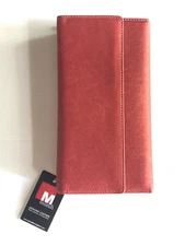 Mundi Hidden Assets Clutch Wallet Red Leather Organizer Checkbook New with Tags