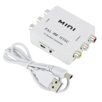 Dual-Way 3 RCA TV System Converter Format Video USB Powered PAL NTSC Converter L