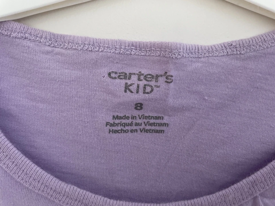 Camisa Carters Niño Niña Clásica Sólida Lavanda 100% Algodón Cuello Redondo Manga Larga 8 Foto 2 de 4