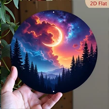 1pc 2D 2D Flat, 1pc 7.87x 7.87inch Aluminum Universe 2D Wall Art, Inch Round Met