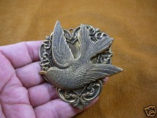 (B-BIRD-1052) SONGBIRD BIRD heart lover love birds brass pin pendant