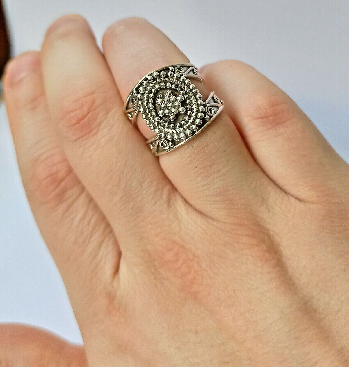 Bague Réglable Motif Foudre/tonnerre En Argent 925 - Faite Main En Inde
