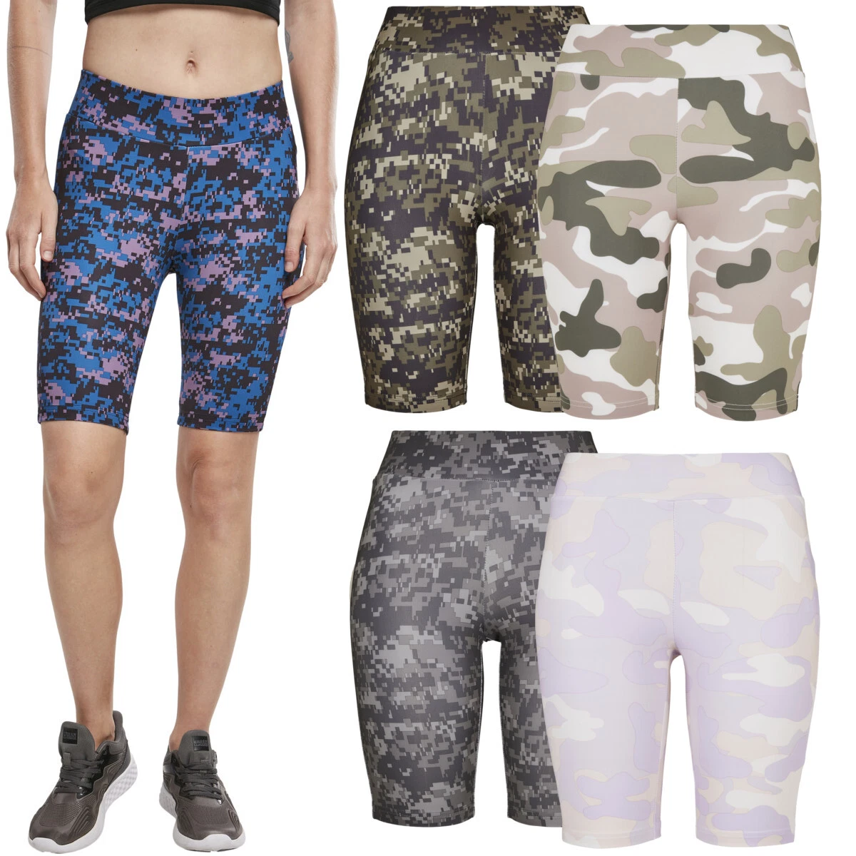 Urban Classics Ladies High Waist Camo Tech Cycle Shorts Sport Shorts