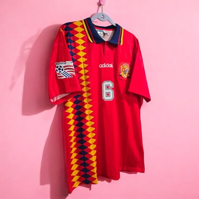 SPAIN Home - World Cup 1994 - Football Soccer - HIERRO # 6 - 2XL