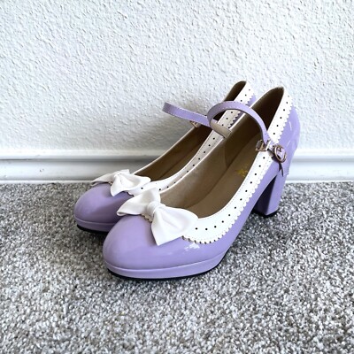 Pixie Cove Pin Up Patent Leather Pumps Womens 41/ 10.5 Purple Retro Rockabilly