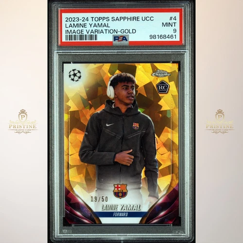 LAMINE YAMAL 2023-24 Topps Sapphire UCC Image Variation Gold /50 RC #4 PSA 9 1S
