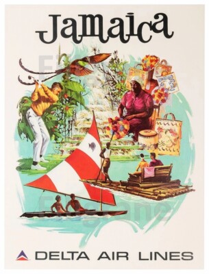 DELTA AIR LINES JAMAICA Riky-POSTER HQ 40x60cm eines VINTAGE POSTERS
