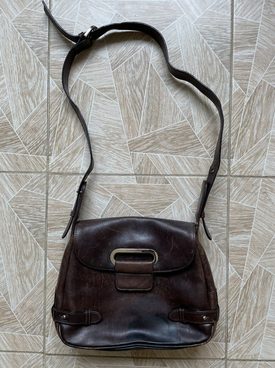 Archive Retro Vintage Italy Claudio Ferrici Leather Brown Shoulder