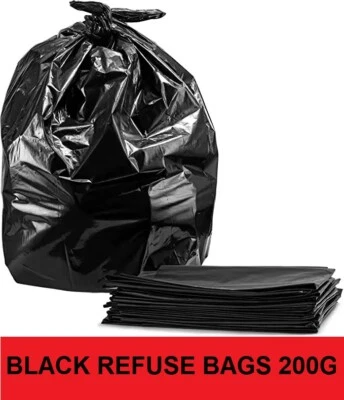 BIN LINERS BLACK 200G HEAVY DUTY REFUSE SACKS RUBBISH BAGS