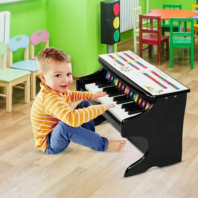25 Keys Early Education Black Wooden Musical Toy Piano for Toddlers & Children