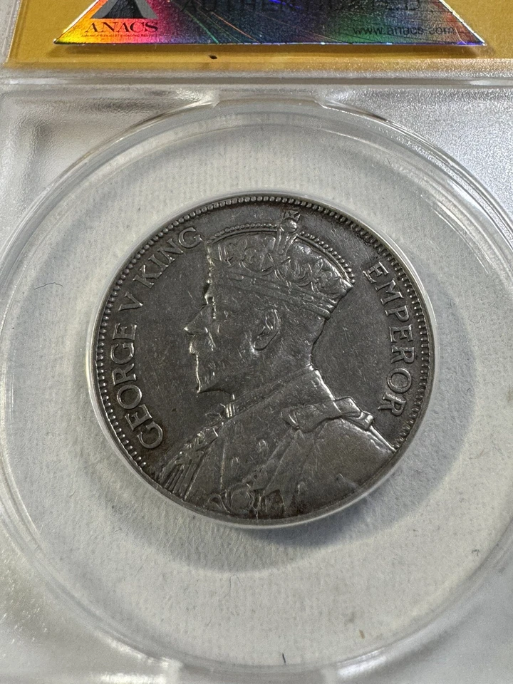 1934 New Zealand 1 Florin Silver Coin Graded XF 45 Details Cleaned by ANACS - Image 3 of 4