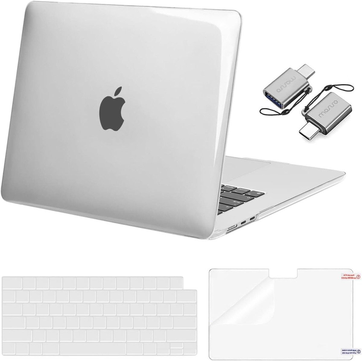 Inch Sleeve Soonjet Custodia Per Macbook Air M2 13,6 Pollici M2 A2681 2022 2023, Robusta E Durevole Cover MacBook Air 13 M2, Protezione In Plastica Rigida - Mezzanotte Trasparente Inch Case - Foto 2