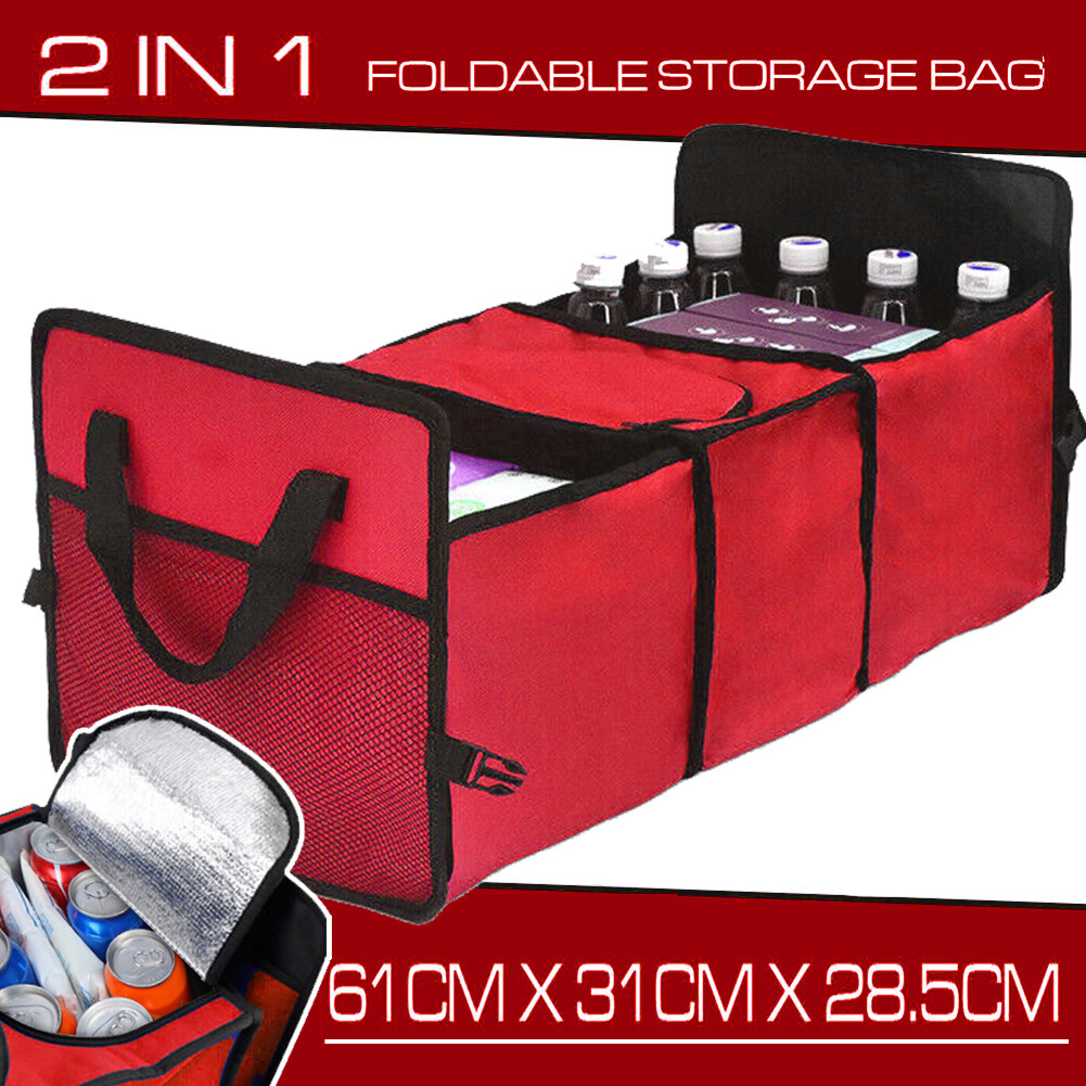 Foldable Trunk Organizer Collapsible Storage Box Car Truck Cooler Bag Red AA