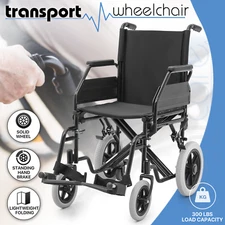 [FDA APPROVED]Foldable Medical Transport Wheelchair 17" Seat w/Removable Armrest