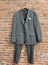 John Varvatos Men s Suit, Sz 52, Gray Plaid Wool/Silk, Italy