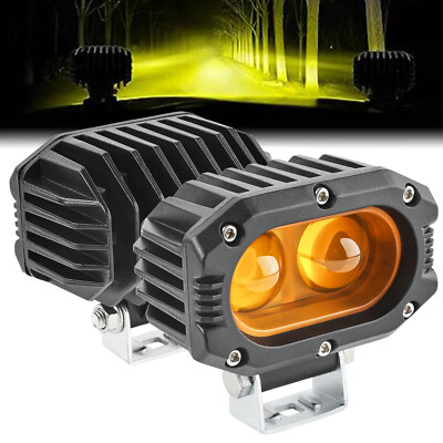 2X 4inch Yellow LED Cube Pods Work Light Bar Spot Driving Fog Lamp Offroad ATV