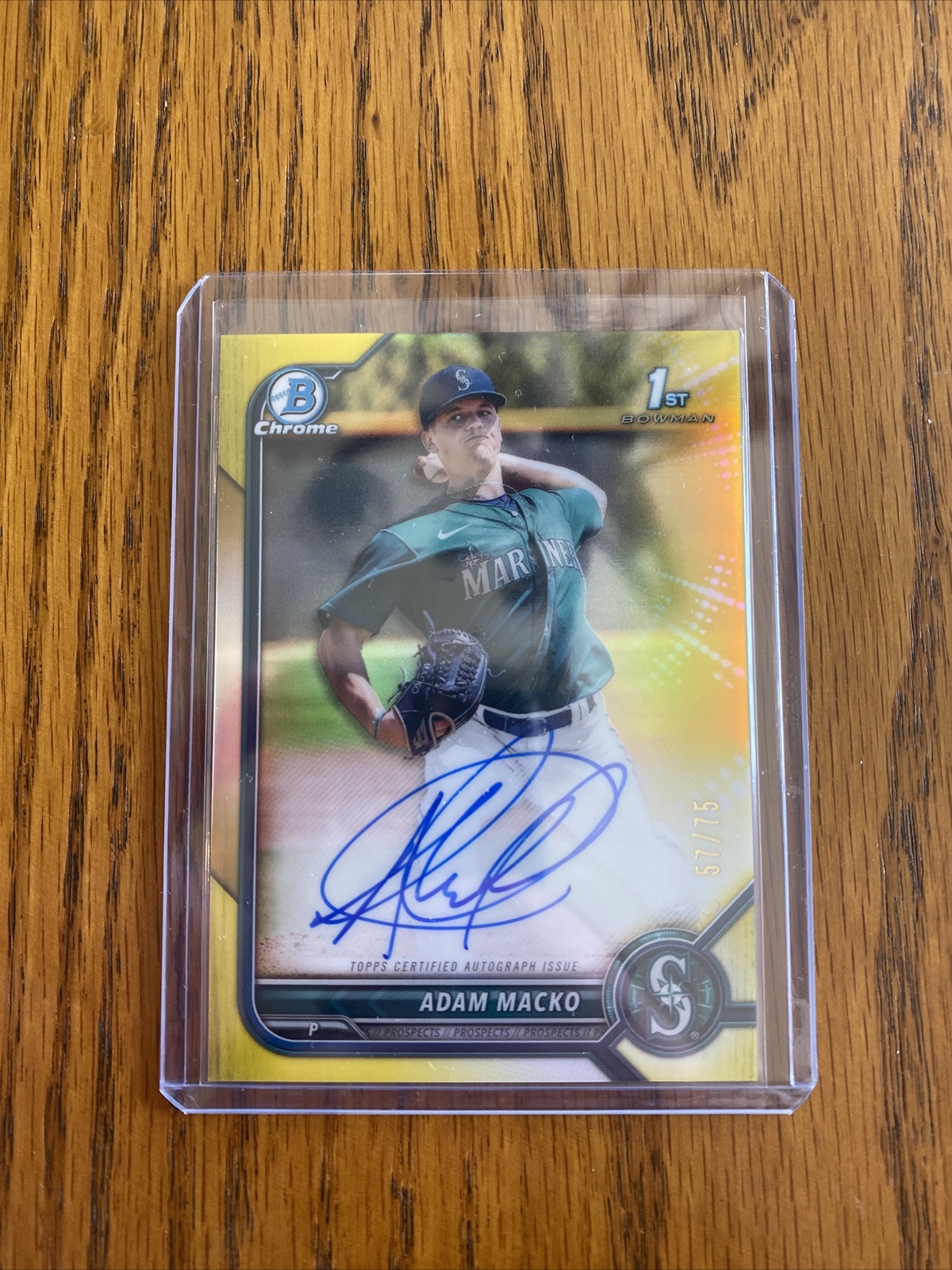 2022 Bowman Chrome 1st Adam Macko Yellow Refractor Auto /75